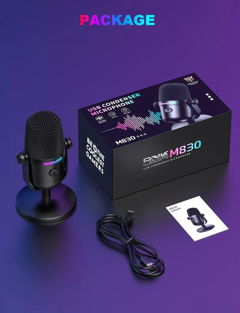 M830 - Micro à condensateur USB pour Chanter, Discuter en Direct, Streaming