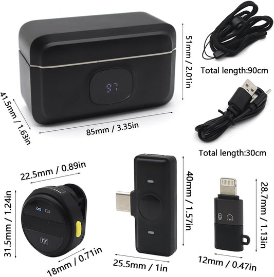 SX21 - Microphone Cravate sans Fil pour Téléphone Android & iPhone