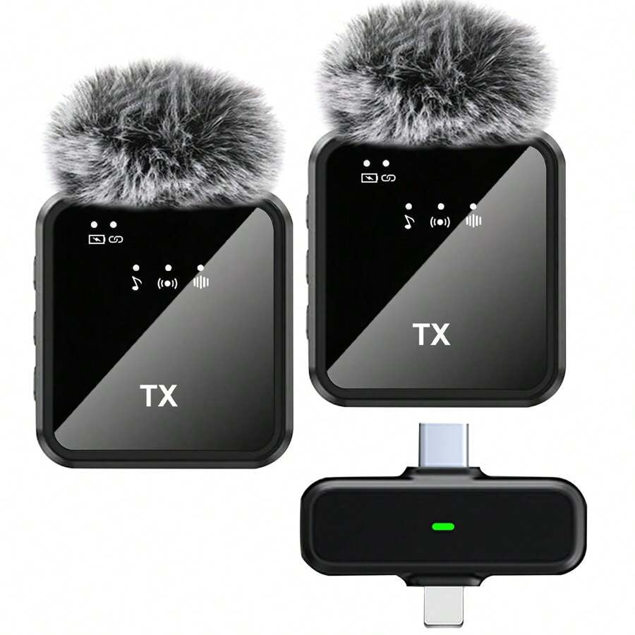 Microphone sans fil F15-2 2 en 1 pour Android et iPhone ( 1 récepteur + 2 émetteurs )