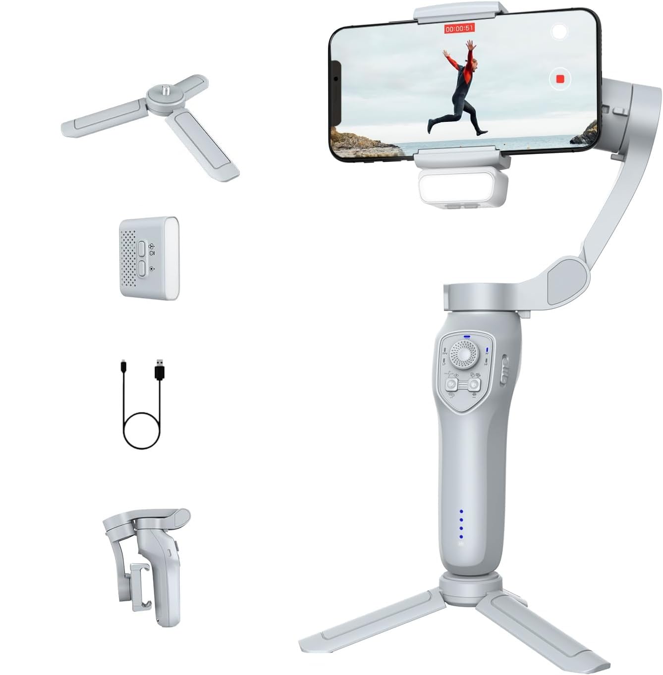L7C Pro - Stabilisateur de téléphone avec suivi actif par IA, pour iPhone et Android, Vlogging