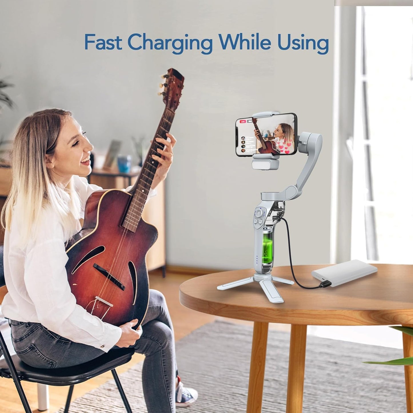 L7C Pro - Stabilisateur de téléphone avec suivi actif par IA, pour iPhone et Android, Vlogging