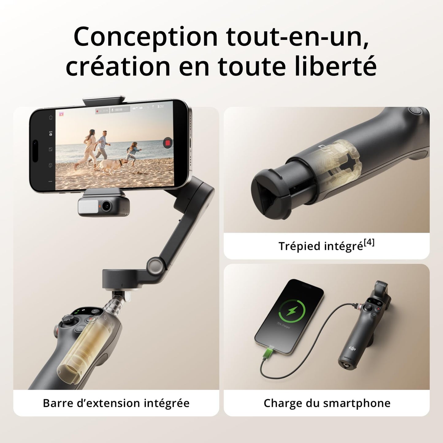 DJI Osmo Mobile 7P - Stabilisateur Pro avec module de suivi IA