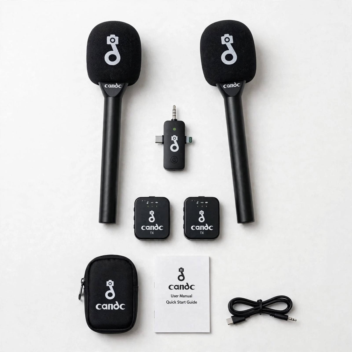 CandC Wireless - Micro pour interview avec 2 émetteurs et 1 récepteur
