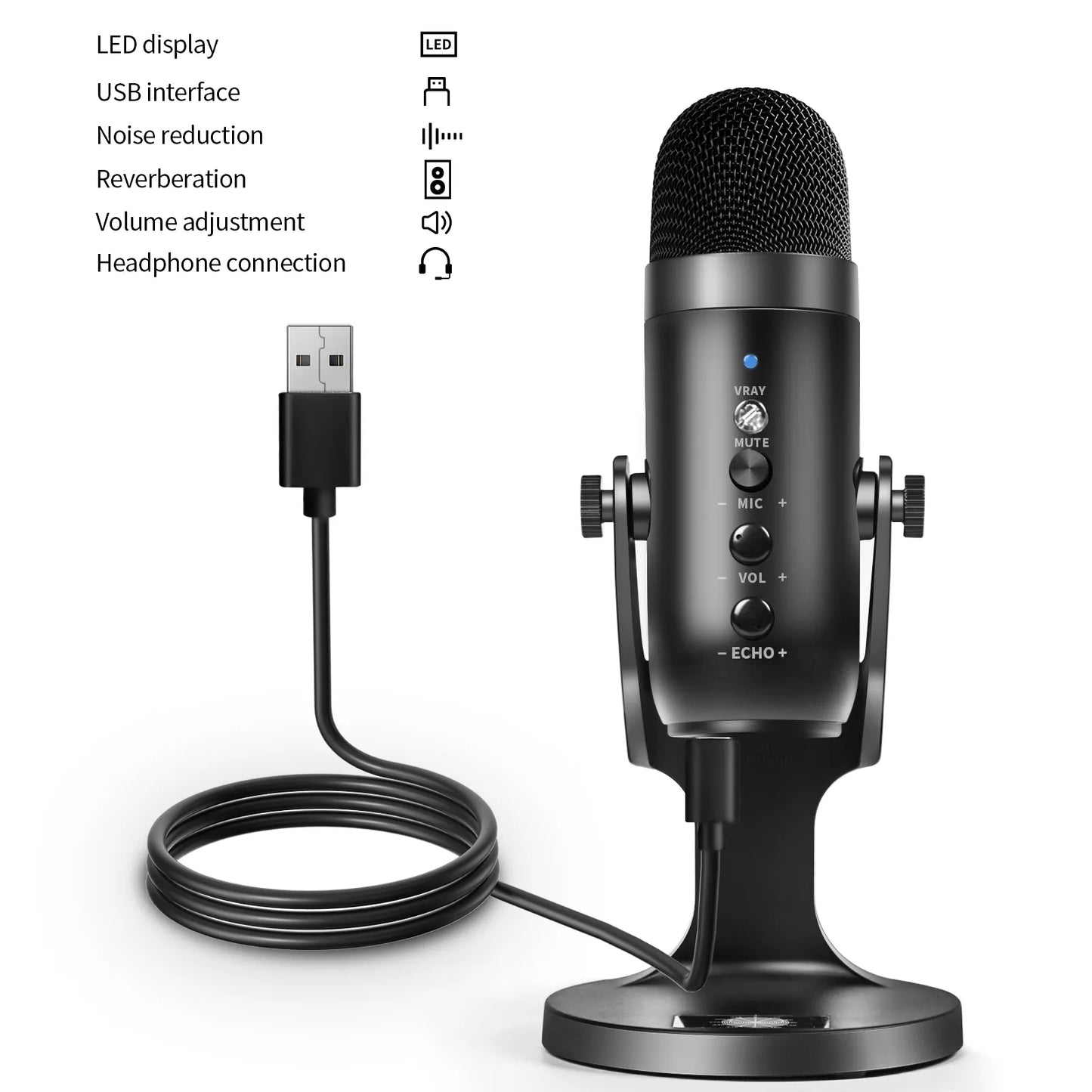MC-PW8 - Microphone à Condensateur USB  pour Téléphone & Ordinateur