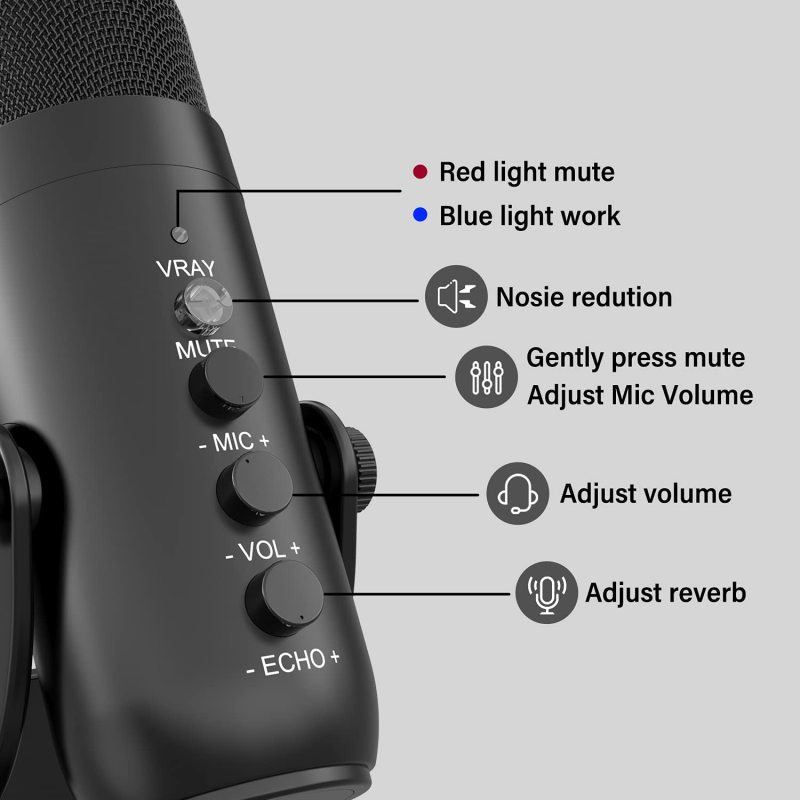 MC-PW8 - Microphone à condensateur USB pour iOS/Android/Windows/Mac