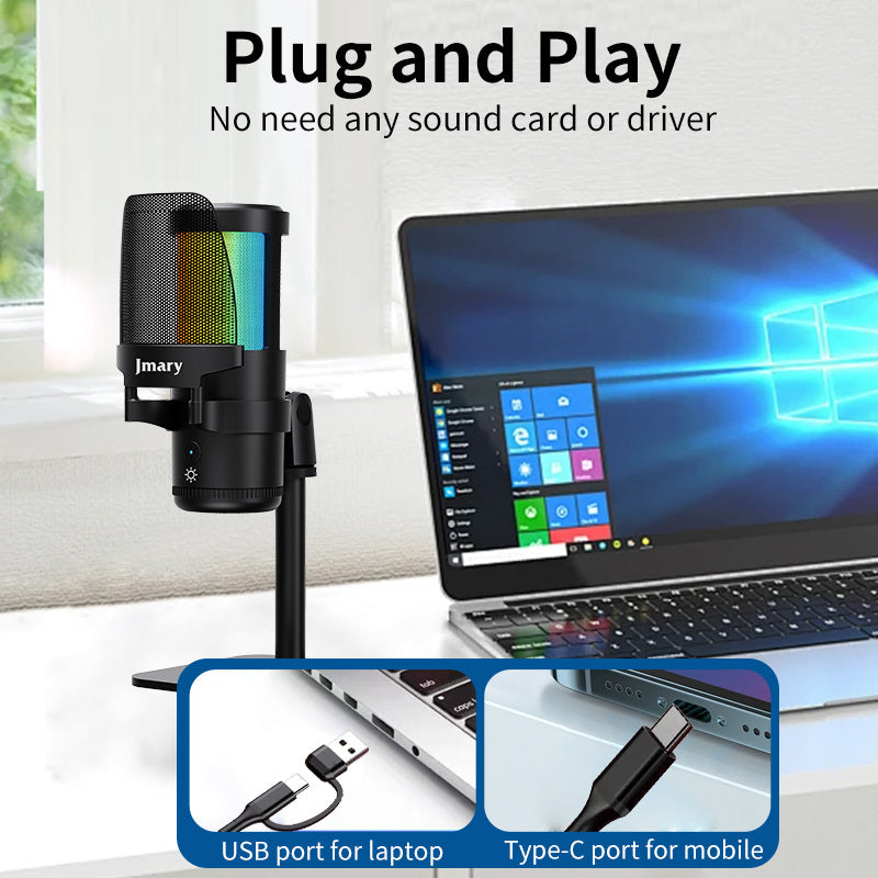 MC-PW13 - Microphone Professionnel – Plug & Play USB/Type-C – Pour Ordinateur, Smartphone et Tablette