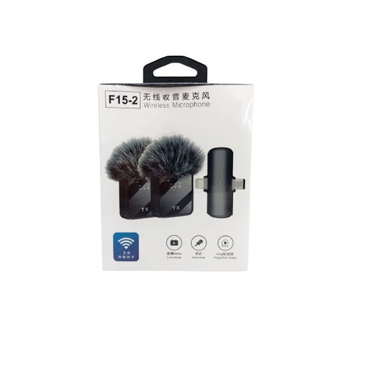 Microphone sans fil F15-2 2 en 1 pour Android et iPhone  ( 1 récepteur + 2 émetteurs )
