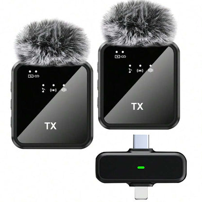 Microphone sans fil F15-2 2 en 1 pour Android et iPhone  ( 1 récepteur + 2 émetteurs )