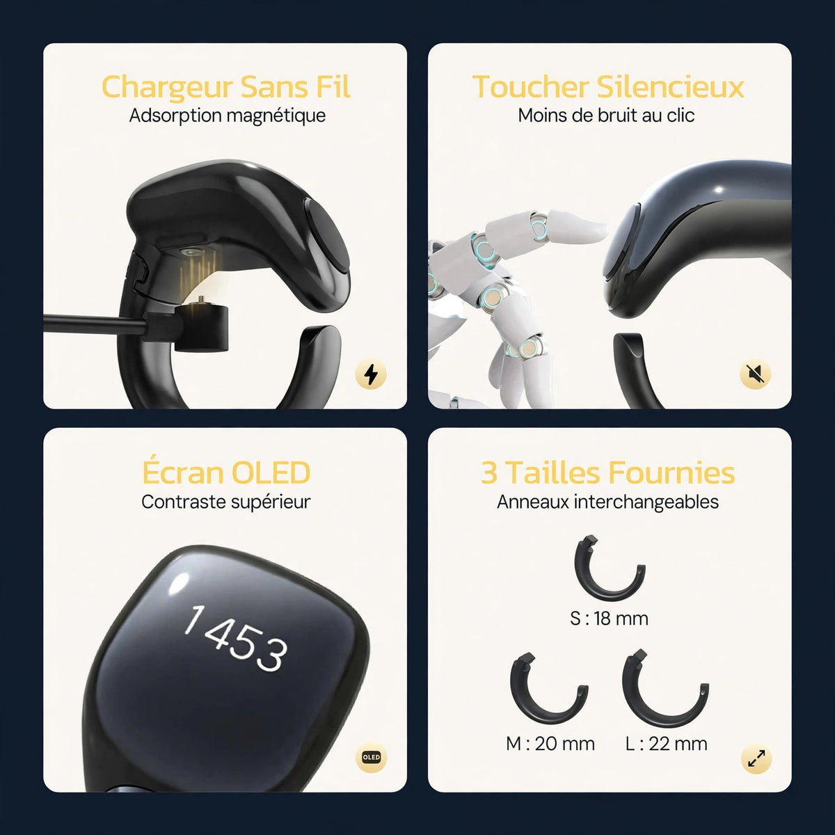 Bague de Zikr Connectée iTasbih Salam +3 Tailles