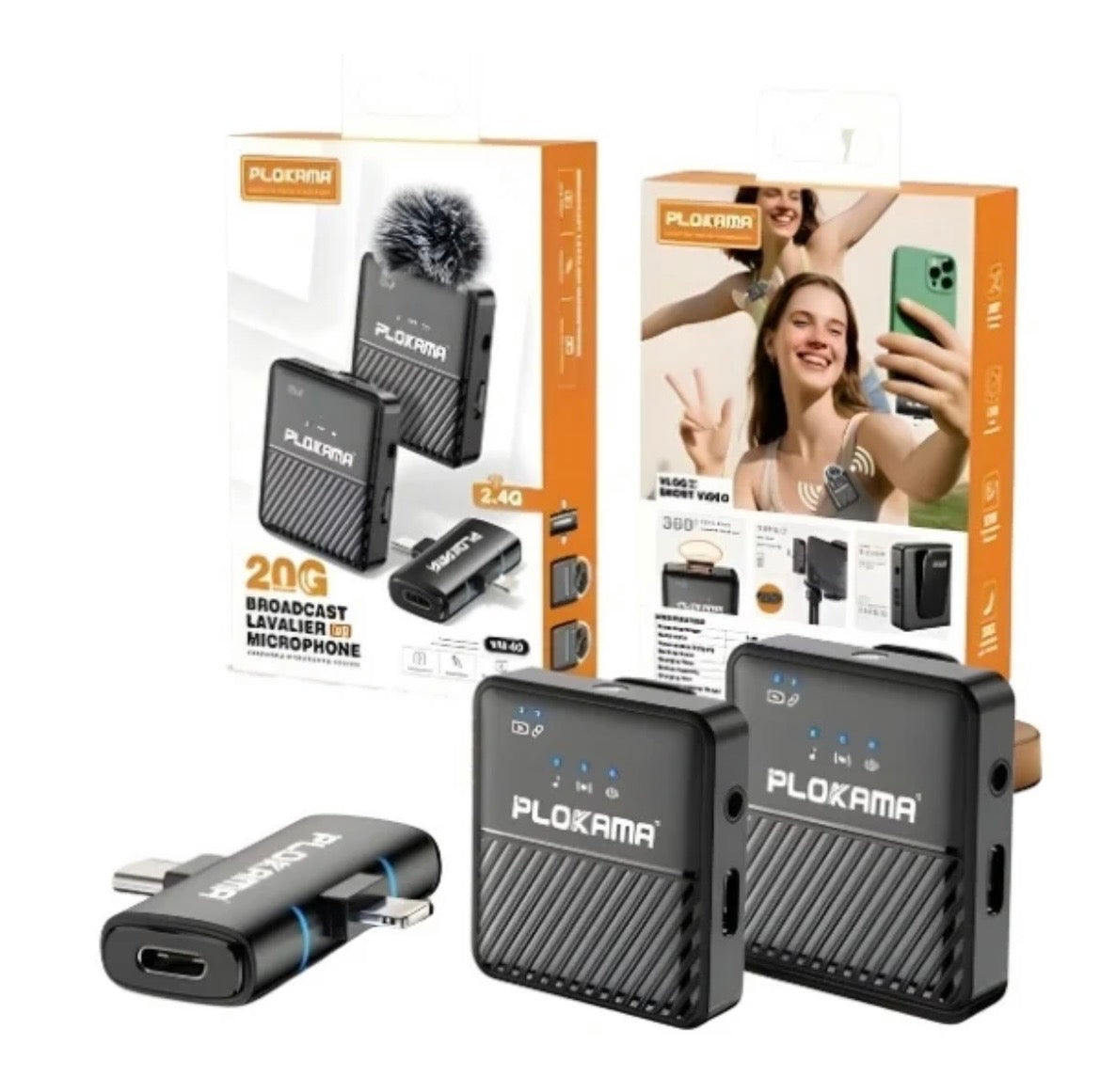 Plokama VM-60 - Microphone cravate sans fil double avec réduction du bruit