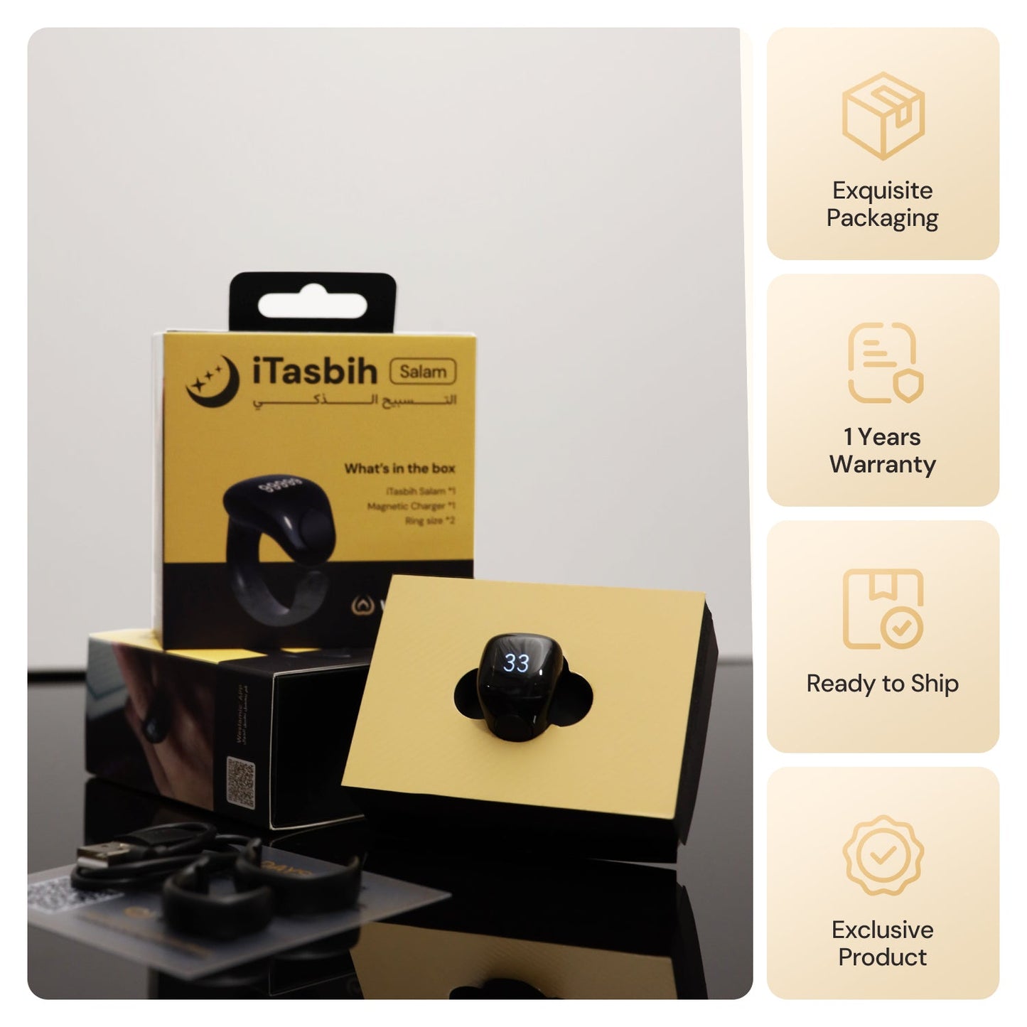 Bague de Zikr iTasbih Salam +2 Tailles