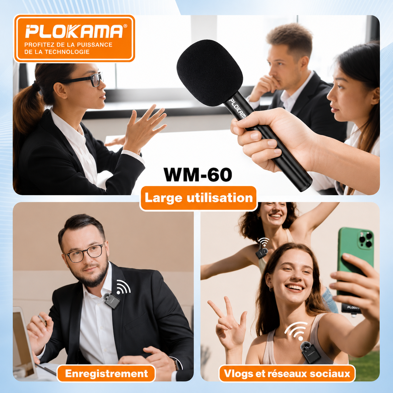 Plokama WM-60 - Pack Micro Cravate &  Interview Professionnel pour iPhone & Android