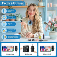 Micro Cravate  Sans Fil F11-2 avec Double Émetteur et Un Récepteur