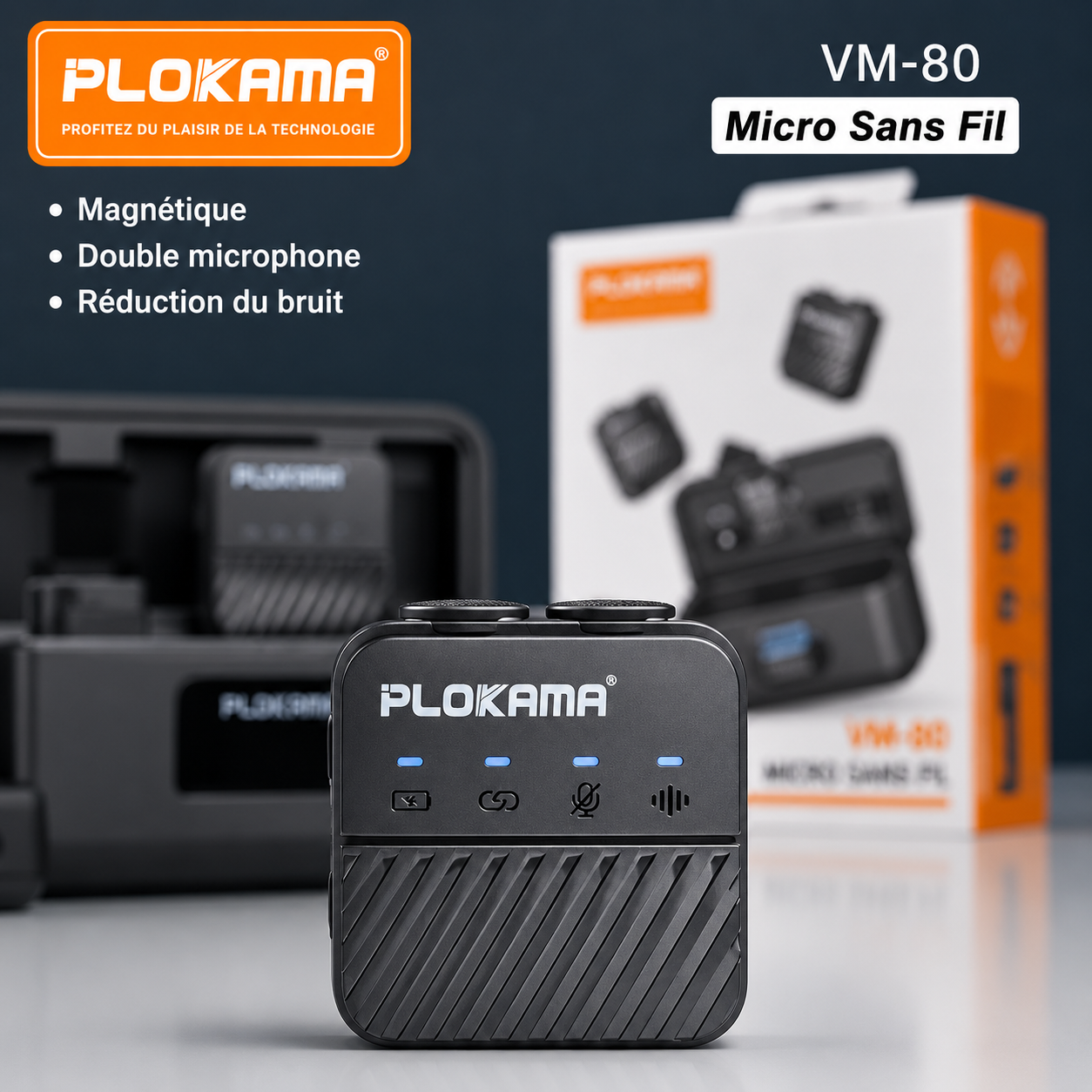 Micro Cravate VM80 - Pour iPhone & Android avec Boîtier de Charge
