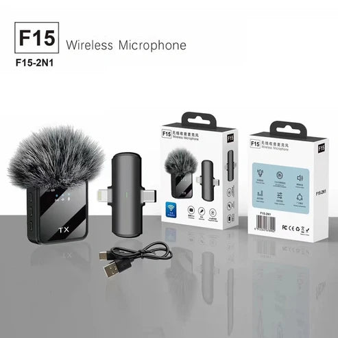 Microphone F15-2 sans fil 2 en 1  pour iPhone et Android