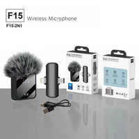 Microphone F15-2 sans fil 2 en 1  pour iPhone et Android