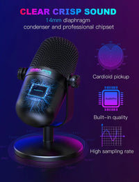 M830 - Micro à condensateur USB pour Chanter, Discuter en Direct, Streaming