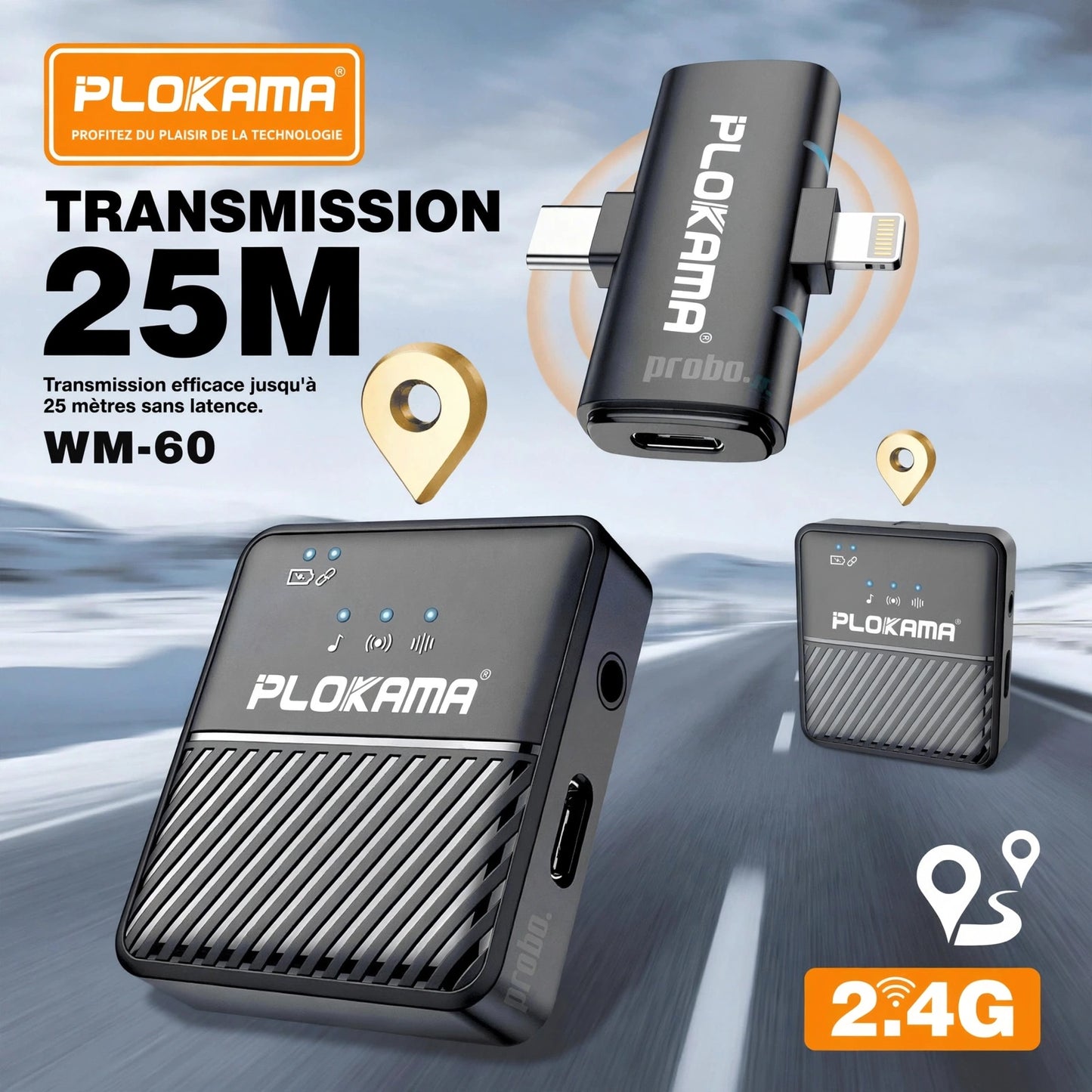 Plokama WM-60 - Pack Micro Cravate &  Interview Professionnel pour iPhone & Android