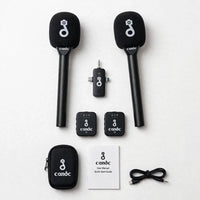 CandC Wireless - Micro pour interview avec 2 émetteurs et 1 récepteur