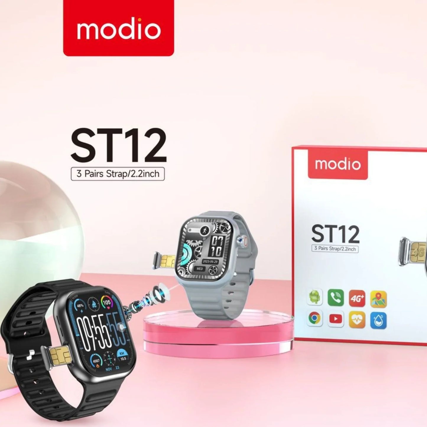 Montre Connectéé ST12 avec Carte Sim 5G - Stockage 64GB