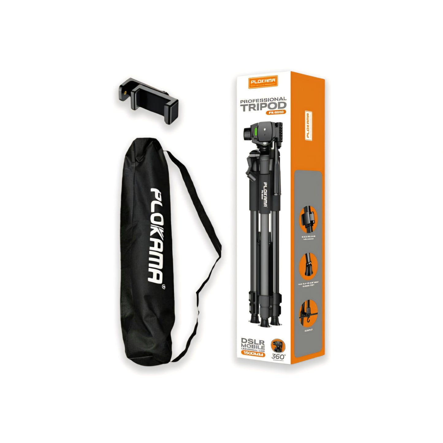 Plokama PK-9950 - Trépied Avec Rotation 360° Pour Caméra & Téléphones Portables