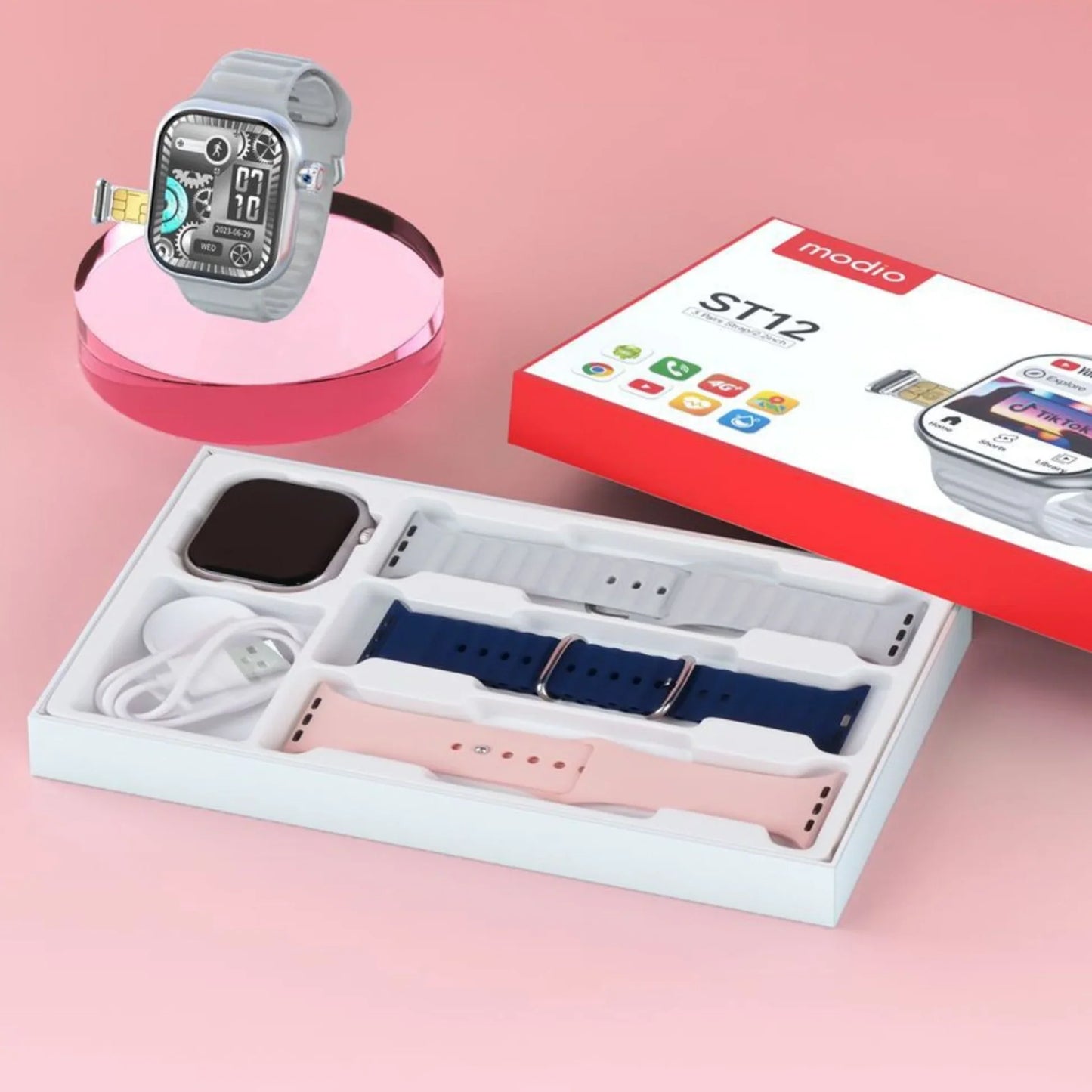 Montre Connectéé ST12 avec Carte Sim 5G - Stockage 64GB